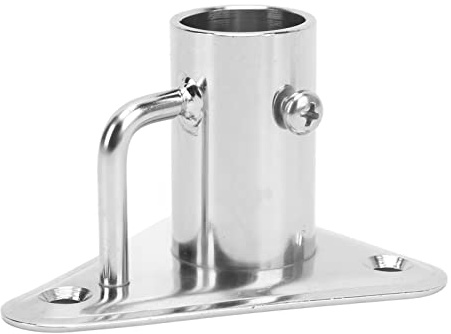 OUKENS Soporte de asta de bandera, Soporte de asta de bandera de 90 grados, Base triangular de zócalo de poste de puntal de acero inoxidable 316 de 1 pulgada con contrafuerte para barcos y yates