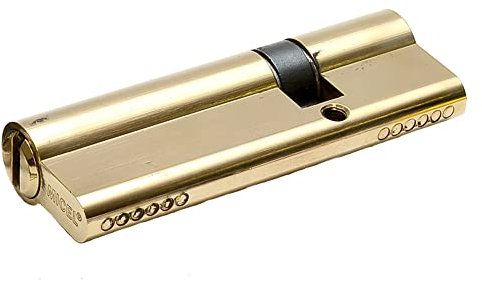 MICEL - 13091 - Cilindro de Seguridad, Perfil Europeo, con Leva Larga, descentrado 30 x 70, Incluye llaves, Acabado en latón, Color dorado, 100 x 17 x 33 mm