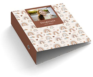 easyprint Ringordner • Ordner | Personalisierbar mit Foto + Name | Regenbogen | Mit Griffloch | Für DIN A4 | 7,4 cm breit | Füllhöhe 55 mm | Schwarz