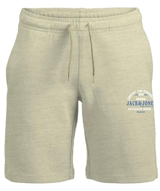 JACK&JONES JUNIOR Jpstminds Imp Jnr-Pantalones Cortos de chándal, Vainilla Francesa. Detalles: Melange, 176 cm para Niños