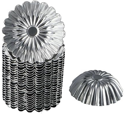Leadigol 25Pcs Mini Aluminum Alloy Tart Molds, Mini Pie Tartlet Cupcake Cake Muffin Mould, Tin Pan Cake Muffin Mould Pan Non-stick Baking Tool