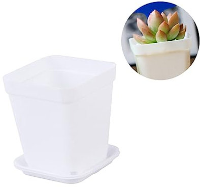 BESPORTBLE 6 Pezzi Vasi Da Fiori Quadrati in Plastica Piccoli Vasi Per Piante Design Rete Sul Fondo Per Drenaggio e Traspirazione Adatti Per Ufficio Balcone e Soggiorno