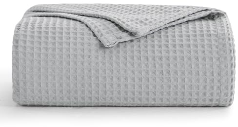 Aisbo Plaid Coperta Estiva Singolo - Coperta Morbida Letto Singolo 130x150 cm Piccolo, Plaid Divano Nido D'ape Coperta Leggera Estiva, Waffle Blanket for Sofa and Couch, Grigio