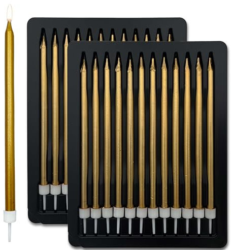24 pcs 13CM/5.1 inches Long Tall Gold Birthday Candles for Cake is Perfect Cake Decorations(24 Pcs,Gold)