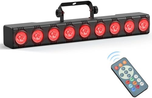 LED Bar Wallwasher, Rtktoup 9 x 6W LED RGBW Strahler Discolicht Partylicht Lichteffekte Bühnenlicht dmx Controller Musikgesteuert Strobe Beleuchtung für DJ Party Outdoor mit Fernbedienung, 1 Stück