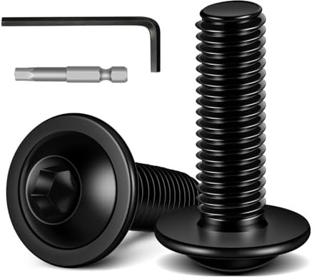 Dayalo Lot de 20 vis M5 x 25 mm à tête bombée en acier inoxydable A2 V2A, vis M8 avec bride à six pans creux, vis à tête plate, oxyde noir, filetage complet, avec clé et embout