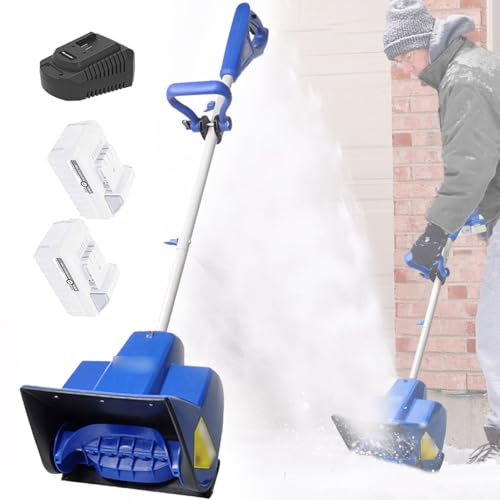 Barredora de Nieve inalámbrica, quitanieves Manual eléctrico, 2500 RPM, Ancho de Limpieza de 28 cm, diseño Plegable con protección de Interruptor Doble, Adecuada para Patios de Casas, Patios