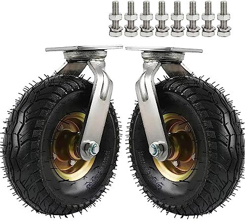 2 Swivel Trolley Casters, 6 8 10 Heavy Duty Caster Wheels, Solid Rubber Caster, Steel Hub With Ball Bearings, Large Flat Free Casters, Furniture Castor Wheel