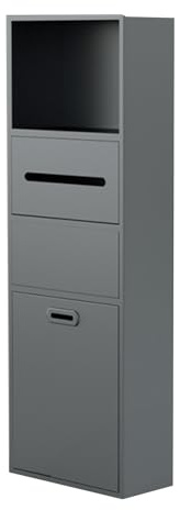 Armadietto moderno per bagno in acciaio inox di alta qualità, con cassetto per bidone della spazzatura e scopino per WC, versatile cassettiera per club e hotel di fascia alta (grigio, 30 x 86 cm)