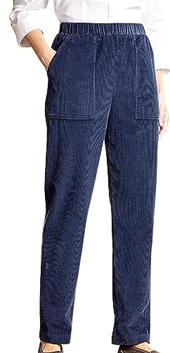 Pantalon en velours côtelé pour femme - Taille haute - Jambes larges - Pantalon thermique uni élégant - Pantalon palazzo - Taille élastique - Pantalon de loisirs - Pantalon d'hiver épais - Pantalon de