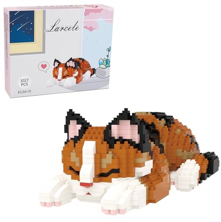 Larcele 1027 Pièces Micro Blocs de Construction Kit, Bricolage Mini Blocs de Briques Jouet Set pour Les 12 Ans et Plus KLJM-05 (Chat Écaille de Tortue)