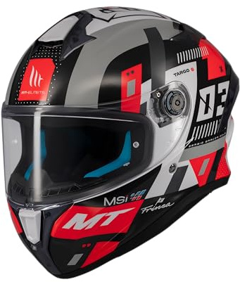 MT Helmets Targo S – Casco Moto Integral con Visor Solar Full Vision, Pantalla Compatible con Pinlock, Interior Lavable y Cierre Micrométrico | Calota HIRP | Homologado ECE 22.06 & DOT