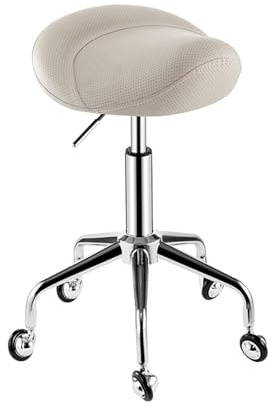 FXLUHAY Taburete Alto con Asiento de Silla de Montar, Silla ergonómica con Barra de Masaje, Silla de Oficina giratoria de 360 ​​Grados con Asiento Acolchado Ancho y Grueso.