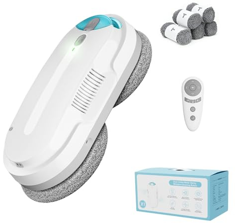 HIXZAP Robot Lavavetri,2400-3200pa Robot Lavavetri Automatico con Doppio Getto D'acqua,3 Modalità di Pulizia,Rilevamento Intelligente dei Bordi,Telecomandoe 10 Panni (Weiß)