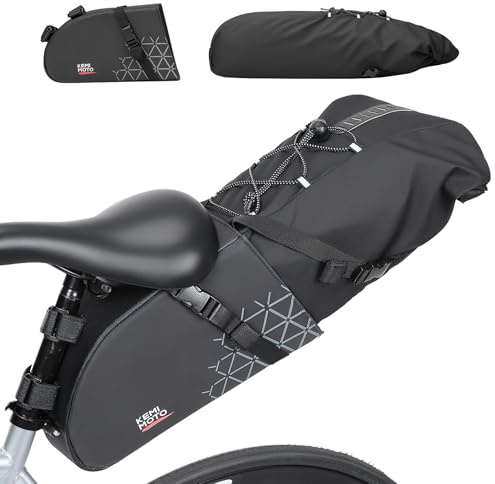 KEMIMOTO Borsa da Sella Bici, 13L Borsa Sottosella Bici Impermeabile Divisa con Riflettenti e Supporto per Ciclismo Bici Corsa MTB Mountain Bike