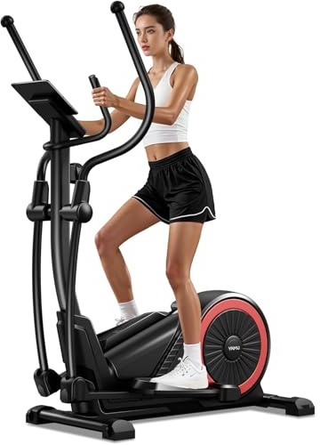 CURSOR Cyclette per casa con 16 livelli di resistenza, trainer ellittico magnetico ultraleggero, lunghezza del passo 40 cm, maniglie della frequenza cardiaca, display LCD, crosstrainer, capacità di