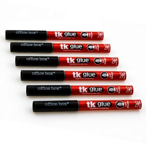 TK Glue Office Box - Pegamento Invisible - Tipo Bolígrafo con Punta Pincel - No Tóxico - Visualizador de Carga - Pack 6 Unidades - Ideal Colegio y Manualidades