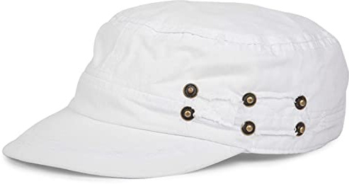 styleBREAKER Unisex Military-keps i bomull,destroyed-look, Vit | Vintage-keps med slitna detaljer. Justerbar med clip, 54–58 cm. 6 cm skärm. Integrerat svettband.