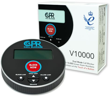 CPR V10000 - Bloqueador de Llamadas no deseadas para teléfonos fijos - Capacidad: 10.000 números preprogramados + 2.000 con Solo Pulsar un botón - Fácil instalación