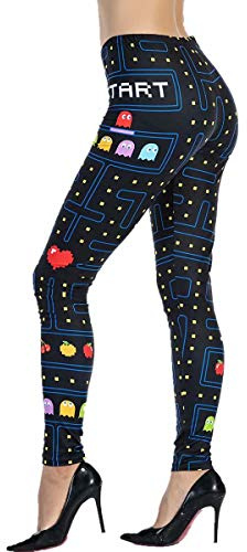 Ndoobiy 80s Outfit Printed Leggings for Women 90s Outfits Womens Women's Leggings Accessories 80 s Outfits Leggins Soft Tights Workout Stretchy Pants Funky 80's Neon Full-Length M1-game61-1