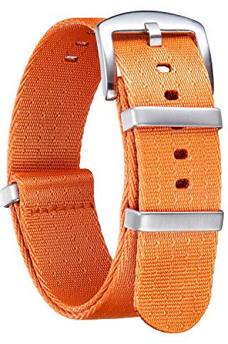 BINLUN Nylon Watch Straps Thick G10 Premium Ballistic Multicolor Replacement Watch Bands with Silver/Black Stainless Steel Buckle for Men Women 18mm 20mm 22mm 24mm（Orange，18mm）