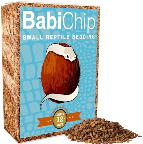 BabiChip Coconut Chip Substrate for Reptiles 12 Quart Loose Small Sized Coco Husk Chip Bedding for Ball Pythons, Other Snakes, Tortoises, Geckos, Frogs, or Lizard Terrarium Tanks