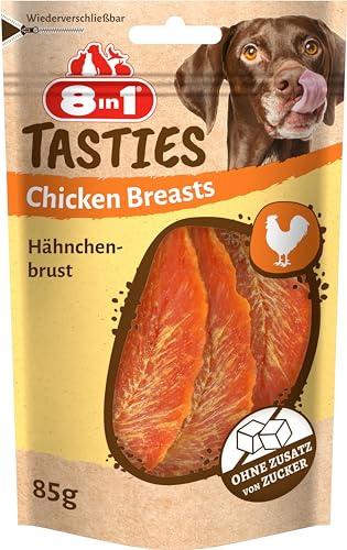 8in1 Tasties Chicken Breasts - Friandises sans sucres ajoutés pour Chiens Adultes - Faibles en matières Grasses - Riches en protéines 85 g