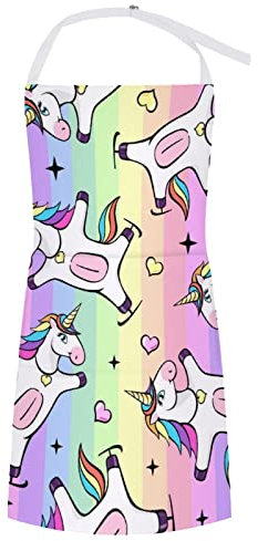 Kochschürze Comic Einhorn Küchenschürze Wasserdichte Grillschürze Verstellbare Für Herren Damen 70×80cm