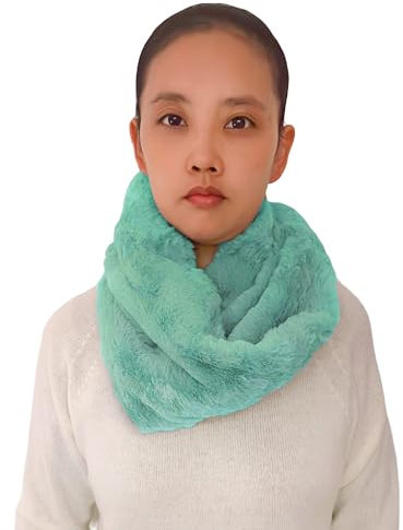 Lina & Lily Winter Loop Schal Snood Damen aus Kunstpelz (Türkis)