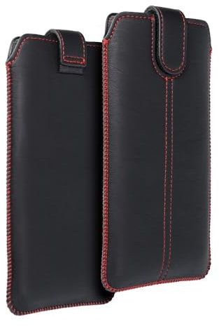 Universal Handyhülle Handytasche Slim Smartphone Case Etui Sleeve schwarz rot für Samsung Galaxy A15 A16 A34 A56 / S23 Ultra / S24 Ultra / S25 Ultra u.a.