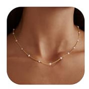 LOLIAS 14K Gold Perlen Kette Damen Frauen Halskette Goldkette Perlenkette Choker Kette Damen Gold Halskette Kette Süßwasserperlen Halskette Frauen Geschenke Schmuck Damen