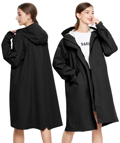 SOPPY Raincoat for Women Ladies Lightweight Jackets Long Waterproof Coat Rain Jackets Windbreaker Breathable Active Outdoor Coats