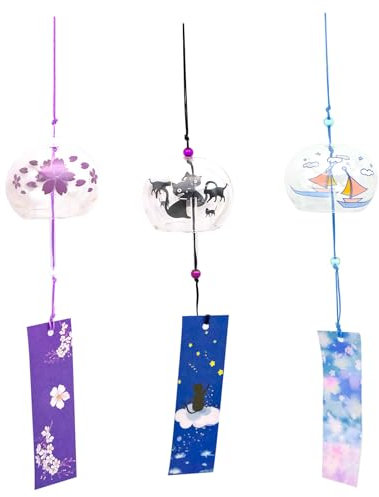 INHEMING 3 Pezzi Campanelli Eolici Giapponesi, Campane a vento giapponesi,Campane A Artigianali Giapponesi Tradizionali per prati, giardini, cortili, saloni