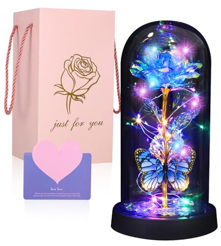 SinLaw Rose éternelle pour femme, rose éternelle dans un verre surprise pour petite amie, femme, cadeau d'anniversaire de mariage pour épouse