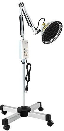 Mahugde 250W 110V Far Infrared Heat Lamp, 360° Rotating Single Head Infrared Light, Adjustable Circulation Pain Relief Heating Device Pain Relief Device for Body Face