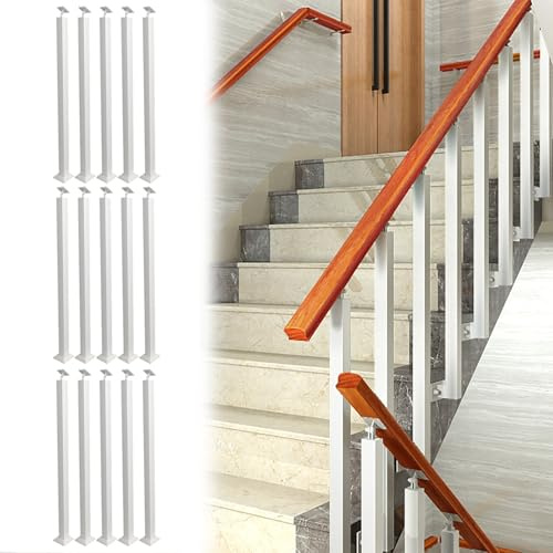 MLYAYE Freestanding Iron Balusters Hollow Decor Column, Watreproof Anti-Rust Heavy Duty Stairs Pillar Grille Iron Slats, Square Corridor Step Safety Fence Post(15pack,H-34inch(86.4cm))