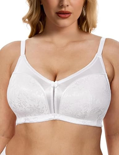 WingsLove Women's Minimizer Bra Full Coverage Plus Size Everyday Bras with Wireless Unpadded Wide Straps Comfort and Support for Large Bust (White,38B)
