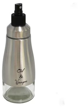 Gissed Pulverizador de Aceite y Vinagre, Botella de Cristal y Acero Inoxidable, 320 ml, Apto para Lavavajillas