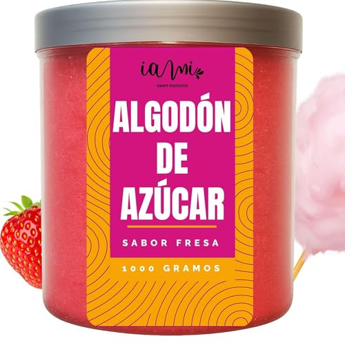 IAMI Azúcar para Nubes de Algodón – Ideal para Máquinas de Algodón de Azúcar – Sabor Intenso y Dulce – Perfecto para Fiestas, Ferias y Eventos Infantiles (Fresa)