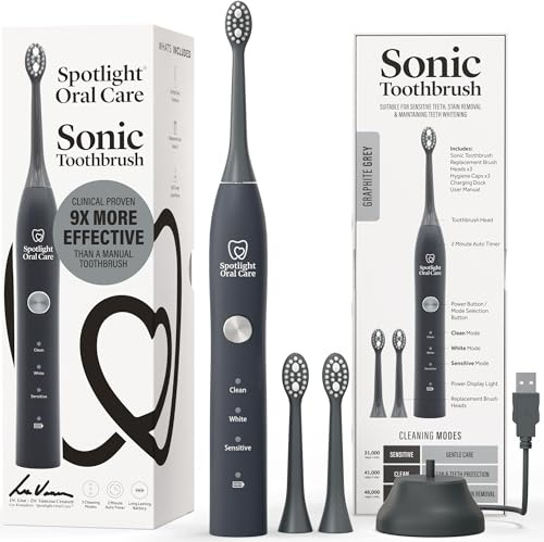Spotlight Oral Care Sonic Electric Toothbrush - Made by Dentists | Removes 9× More Plaque Than A Manual Brush | Up to 70-Day Battery | Multi Award Winning | Premium Oral-Care Electric Toothbrush