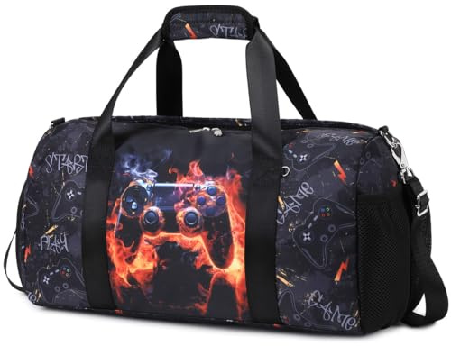 Sac de Sport pour Enfant Grand Format Garcon Duffle Bag Sacs Gym Enfant Sacs Weekend Sac de Voyage Polochon Piscine Rouge
