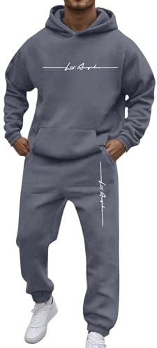 Generisk herr joggingdräkt bokstäver tryck 2 delar hip hop Y2K tracksuit huvtröjor + joggingbyxor träningsoveraller män fritidskläder huvtröja casual bekväm sportdräkt activewear set