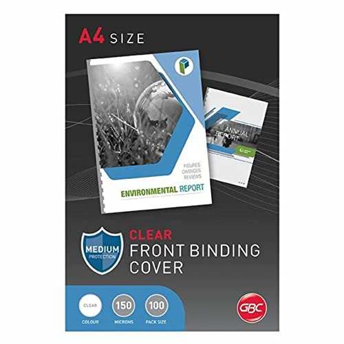 GBC HiClear Binding Covers, 150 micron, A4, Clear, Pack of 100, CE011580E
