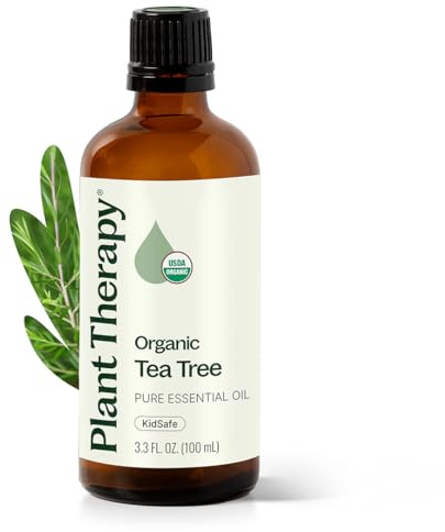 Plant Therapy Organic Tea Tree Oil (Melaleuca) 100% Pure, USDA Certified Organic, Undiluted, Natural Aromatherapy, Therapeutic Grade 100 mL (3.3 oz)