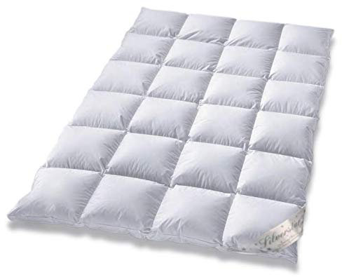 Daunendecke Typ Eiderdaune Silverstar 90/10 Daune Klasse 1 warme Winterdecke mit Außensteg leicht kuschelig Deutscher Hersteller direkt vom Bettenfachgeschäft (135x200 cm)