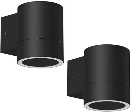ledscom.de 2x vägglampa BIDO för utomhusbruk, IP44, downlight, svart matt, rund, 1x GX53 max. 60W