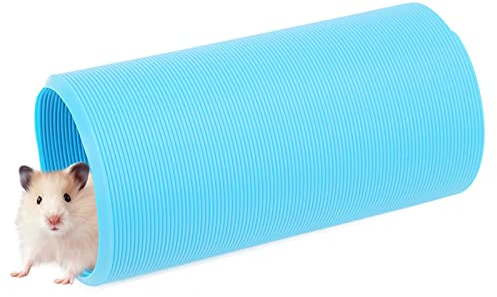 Tubo de Hámster Túnel Extensible de Plástico para Juegos de Animales Pequeños Juguetes Divertidos para Conejillos de Indias Chinchillas Ratas y Conejos Enanos Hurones(Azul)