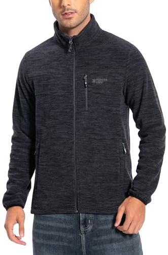 Pioneer Camp Herren Fleecejacke Full Zip Outdoor Polar Leicht Winddicht Jacke mit Reißverschluss Dark Grau L