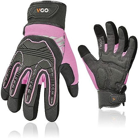 Vgo... 1 paire de gants de travail pour femmes, gants de sécurité, gants de mécanicien pour rigger, camionneur, entrepôt, livraison Heavy Duty, anti-vibration, anti-impact (SL8849)