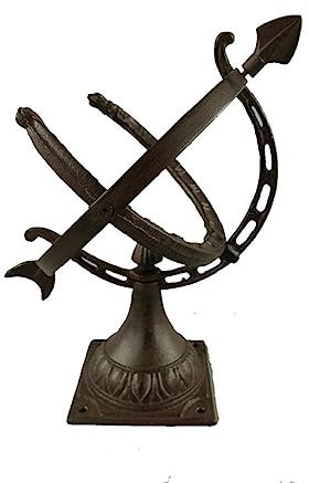 linoows Sonnenuhr, Garten Sonnenuhr im Antik Look aus Gusseisen in Rostbraun